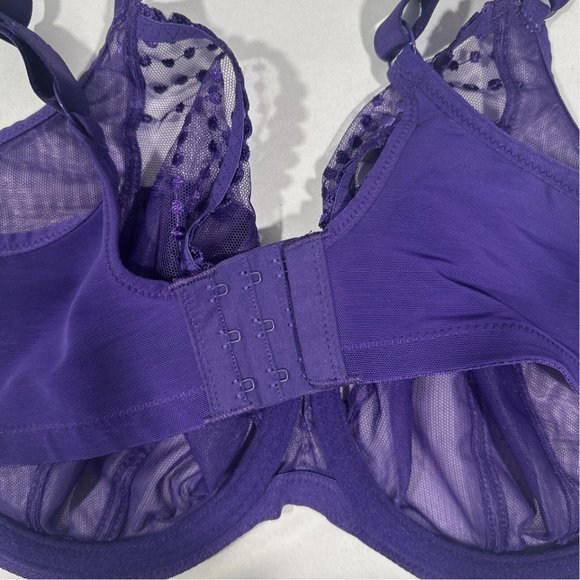 NWT$70 Elomi [ 42DDD ] Matilda Full Figure Underwire Plunge Bra Iris Purple 6218 - Picture 7 of 9